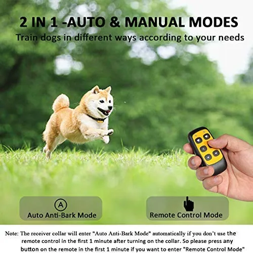 WWVVPET Collar de entrenamiento para perros, 2 modos, collar de corteza para perro (no incluye rociador de citronela), recargable de 500 pies, sin choque eléctrico inofensivo