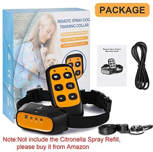 WWVVPET Collar de entrenamiento para perros, 2 modos, collar de corteza para perro (no incluye rociador de citronela), recargable de 500 pies, sin choque eléctrico inofensivo