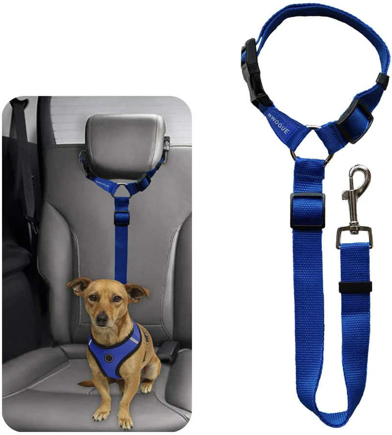 BWOGUE Cinturones de seguridad para perros y gatos, correas de seguridad ajustables para reposacabezas de coche