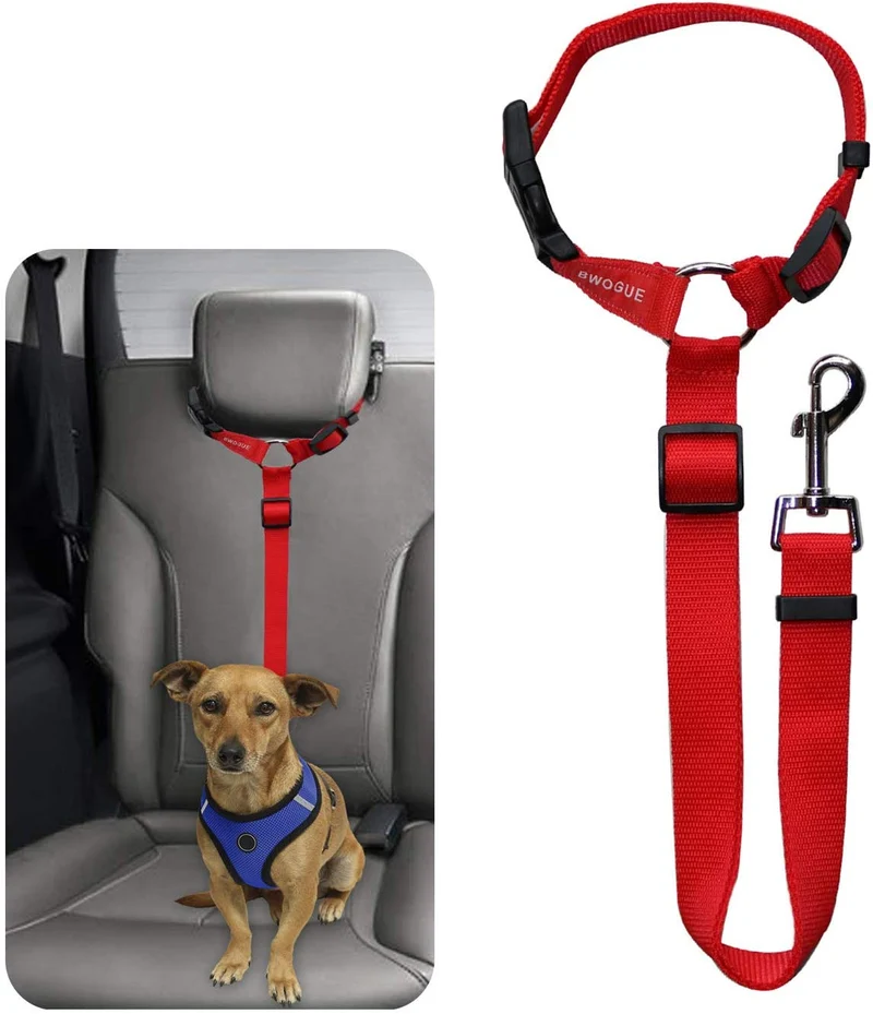 BWOGUE Cinturones de seguridad para perros y gatos, correas de seguridad ajustables para reposacabezas de coche