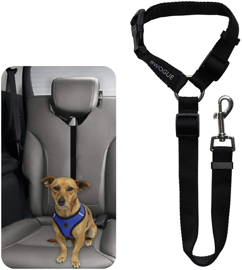 BWOGUE Cinturones de seguridad para perros y gatos, correas de seguridad ajustables para reposacabezas de coche