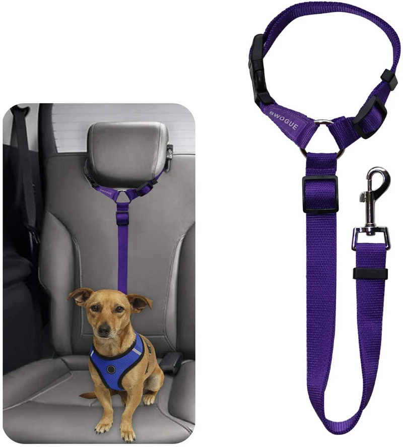 BWOGUE Cinturones de seguridad para perros y gatos, correas de seguridad ajustables para reposacabezas de coche