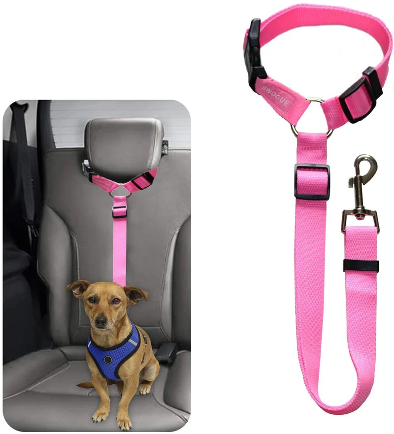 BWOGUE Cinturones de seguridad para perros y gatos, correas de seguridad ajustables para reposacabezas de coche