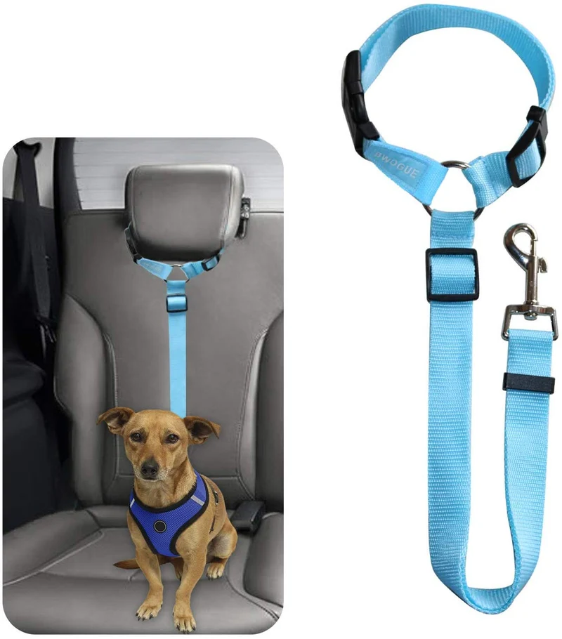 BWOGUE Cinturones de seguridad para perros y gatos, correas de seguridad ajustables para reposacabezas de coche