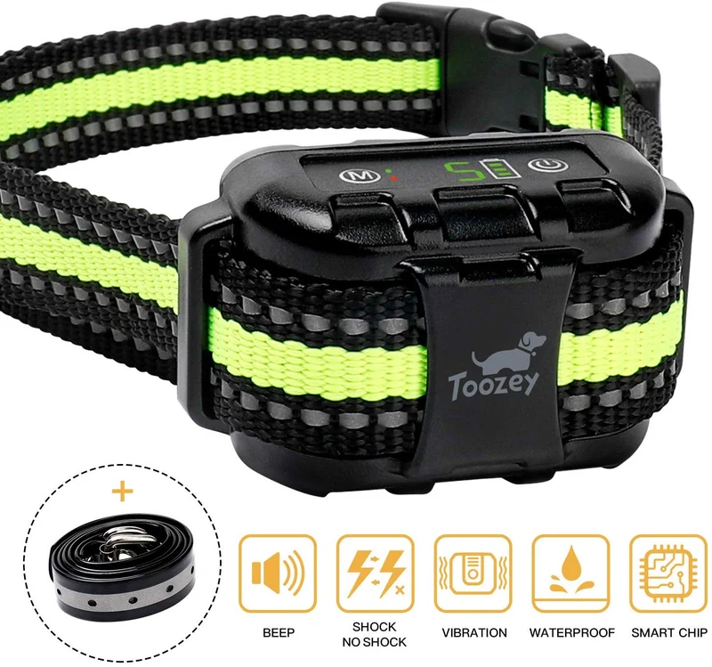 Toozey Bark Collar for Large Medium Small Dog - 2020 Upgraded Q9 Anti-False Dog Bark Collar Rechargeable Waterproof - 3 Modes: Beep/Vibration/No Harm Shock