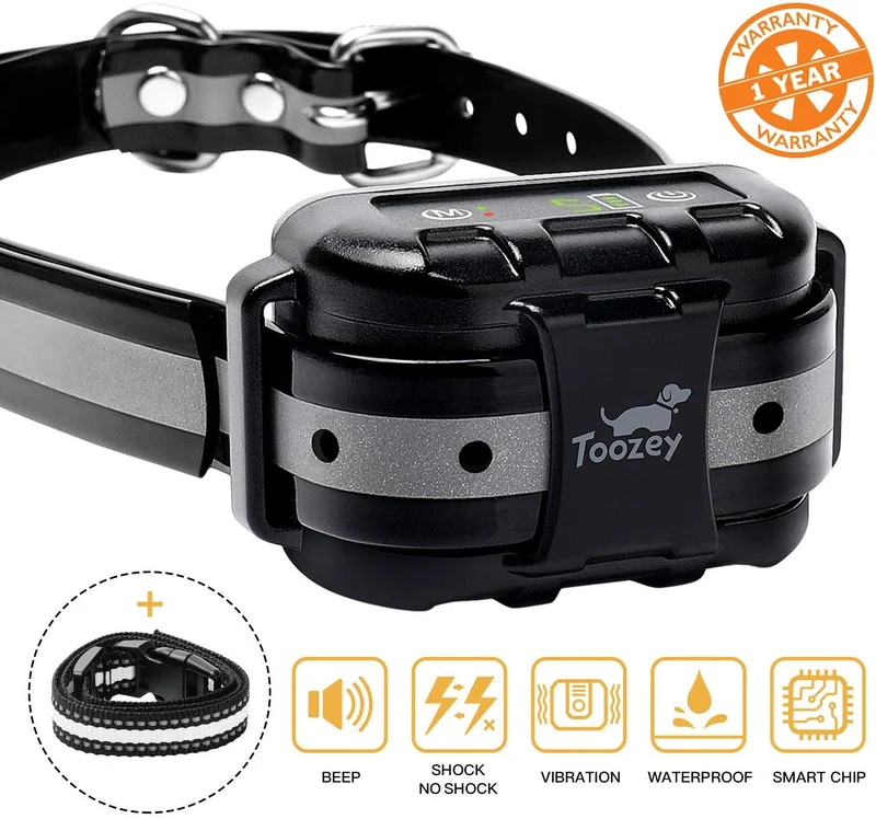 Toozey Bark Collar for Large Medium Small Dog - 2020 Upgraded Q9 Anti-False Dog Bark Collar Rechargeable Waterproof - 3 Modes: Beep/Vibration/No Harm Shock