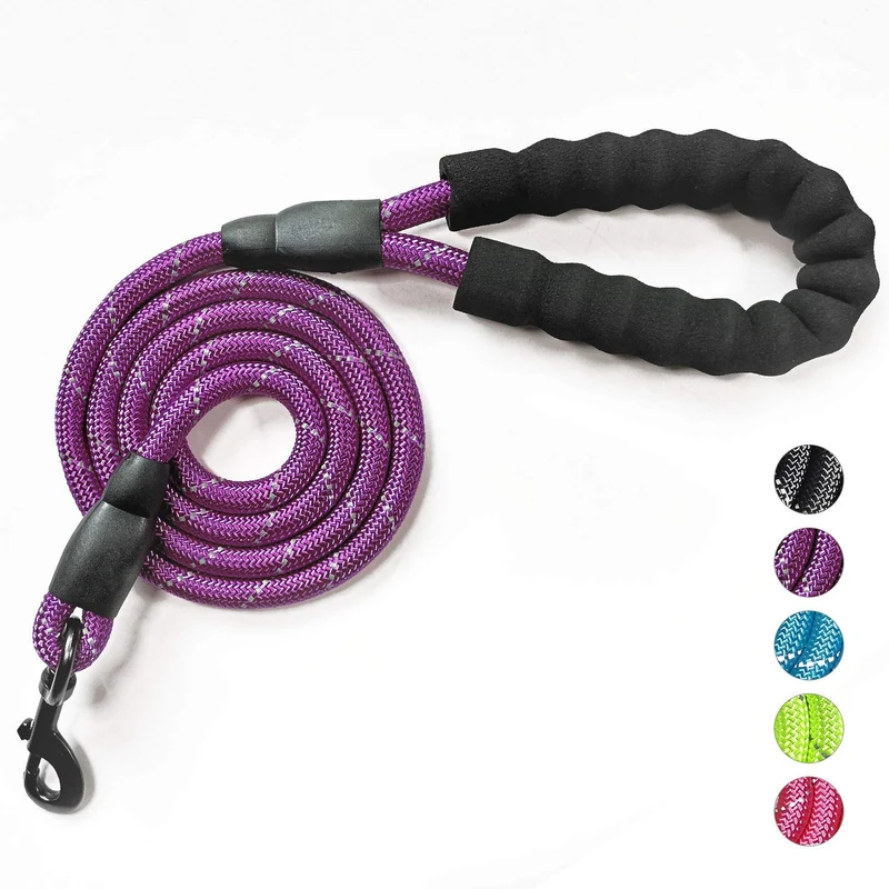 VLDCO - Correa para perro de 9.8 ft, extra resistente, con asa acolchada y cómoda, hilos altamente reflectantes para perros pequeños, medianos y grandes, diámetro de 0.5 in