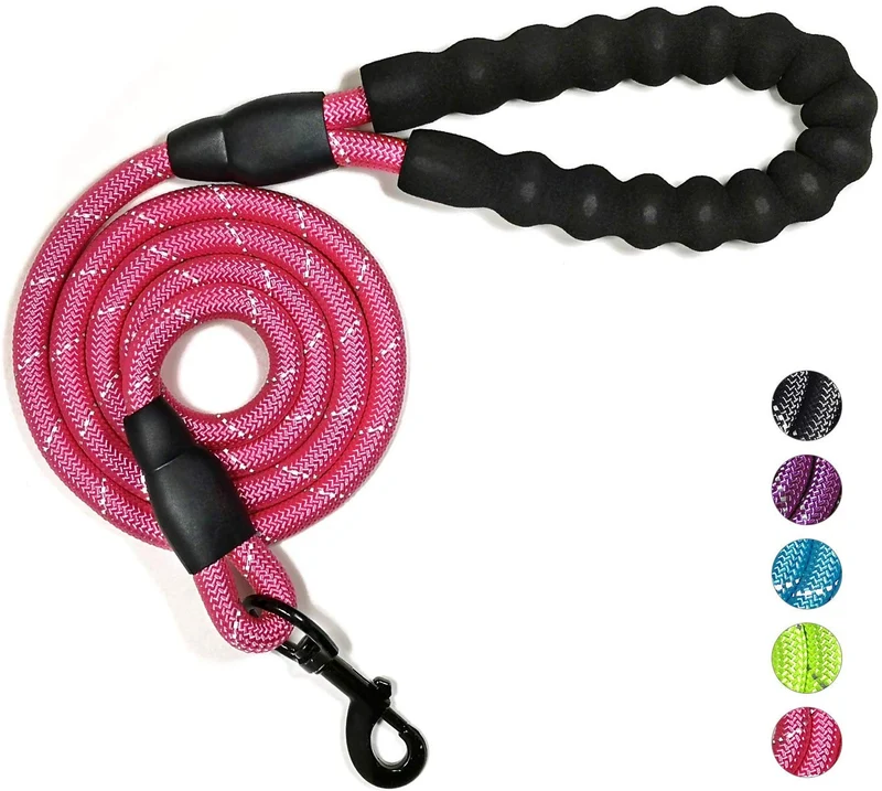 VLDCO - Correa para perro de 9.8 ft, extra resistente, con asa acolchada y cómoda, hilos altamente reflectantes para perros pequeños, medianos y grandes, diámetro de 0.5 in