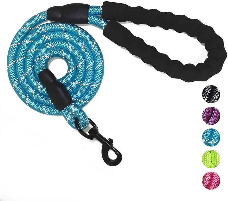 VLDCO - Correa para perro de 9.8 ft, extra resistente, con asa acolchada y cómoda, hilos altamente reflectantes para perros pequeños, medianos y grandes, diámetro de 0.5 in