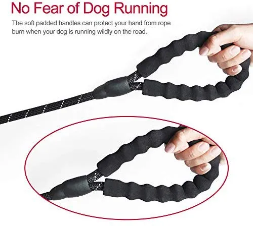 VLDCO - Correa para perro de 9.8 ft, extra resistente, con asa acolchada y cómoda, hilos altamente reflectantes para perros pequeños, medianos y grandes, diámetro de 0.5 in