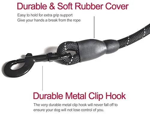 VLDCO - Correa para perro de 9.8 ft, extra resistente, con asa acolchada y cómoda, hilos altamente reflectantes para perros pequeños, medianos y grandes, diámetro de 0.5 in