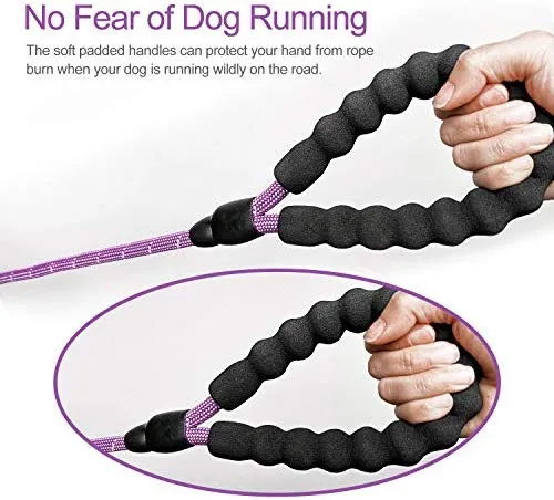 VLDCO - Correa para perro de 9.8 ft, extra resistente, con asa acolchada y cómoda, hilos altamente reflectantes para perros pequeños, medianos y grandes, diámetro de 0.5 in