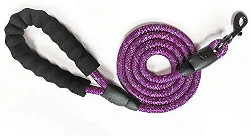 VLDCO - Correa para perro de 9.8 ft, extra resistente, con asa acolchada y cómoda, hilos altamente reflectantes para perros pequeños, medianos y grandes, diámetro de 0.5 in