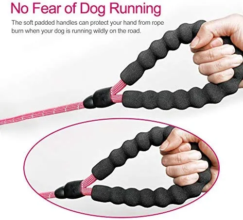 VLDCO - Correa para perro de 9.8 ft, extra resistente, con asa acolchada y cómoda, hilos altamente reflectantes para perros pequeños, medianos y grandes, diámetro de 0.5 in