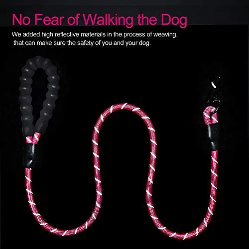 VLDCO - Correa para perro de 9.8 ft, extra resistente, con asa acolchada y cómoda, hilos altamente reflectantes para perros pequeños, medianos y grandes, diámetro de 0.5 in