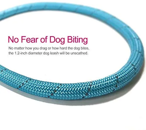 VLDCO - Correa para perro de 9.8 ft, extra resistente, con asa acolchada y cómoda, hilos altamente reflectantes para perros pequeños, medianos y grandes, diámetro de 0.5 in