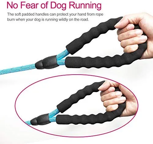 VLDCO - Correa para perro de 9.8 ft, extra resistente, con asa acolchada y cómoda, hilos altamente reflectantes para perros pequeños, medianos y grandes, diámetro de 0.5 in