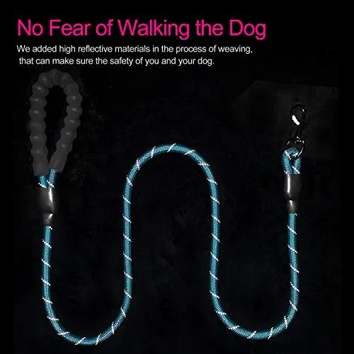 VLDCO - Correa para perro de 9.8 ft, extra resistente, con asa acolchada y cómoda, hilos altamente reflectantes para perros pequeños, medianos y grandes, diámetro de 0.5 in
