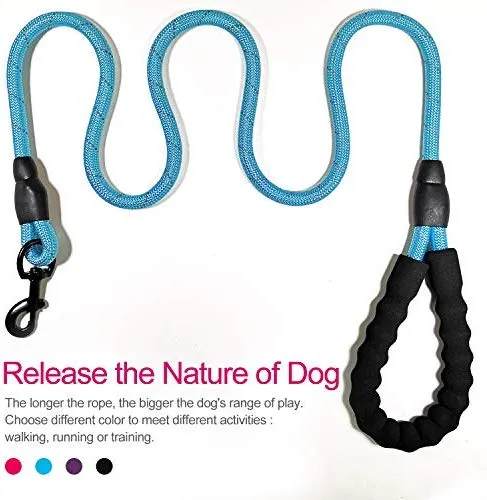 VLDCO - Correa para perro de 9.8 ft, extra resistente, con asa acolchada y cómoda, hilos altamente reflectantes para perros pequeños, medianos y grandes, diámetro de 0.5 in