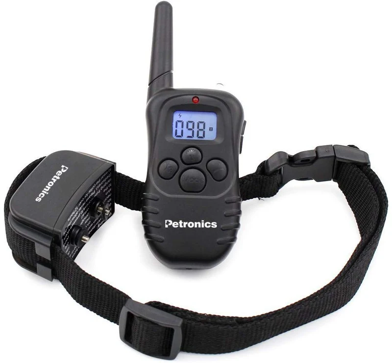 petronics 330 yards recargables Shock Collar con mando a distancia, Electronic Entrenamiento del perro collar de entrenamiento para perro grande con Static Shock, vibración, pitido y luz