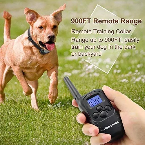 petronics 330 yards recargables Shock Collar con mando a distancia, Electronic Entrenamiento del perro collar de entrenamiento para perro grande con Static Shock, vibración, pitido y luz