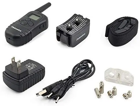 petronics 330 yards recargables Shock Collar con mando a distancia, Electronic Entrenamiento del perro collar de entrenamiento para perro grande con Static Shock, vibración, pitido y luz