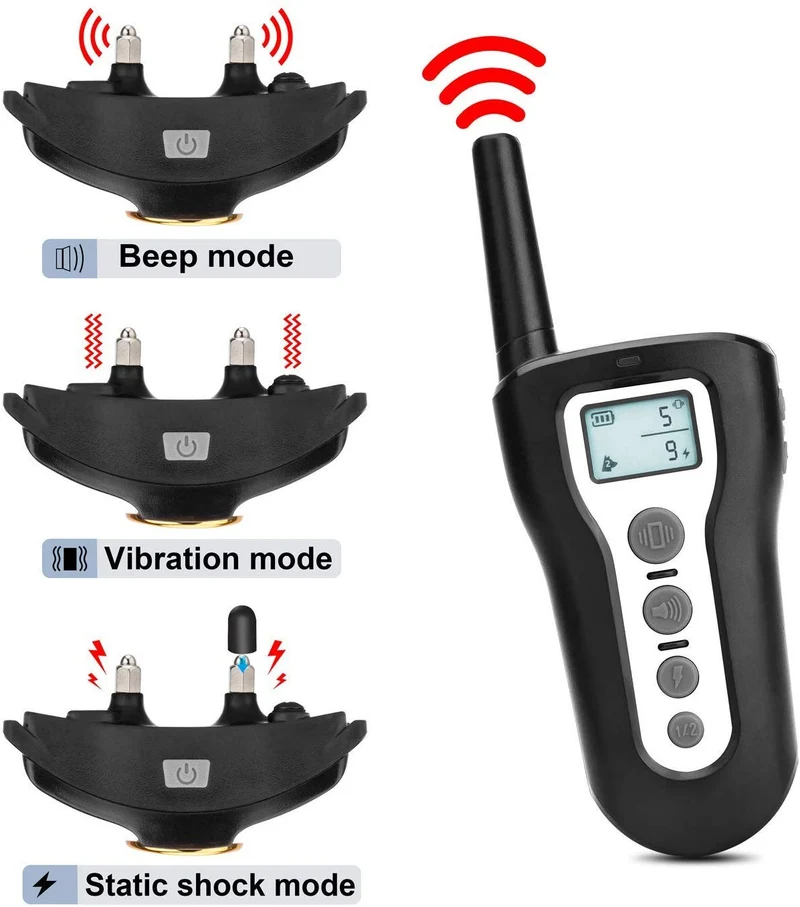 Casfuy Dog Training Collar with Remote - 1000ft Range Electric Shock Collar for 2 Dogs Rechargeable 100% Waterproof with Beep Vibration Harmless Shock for Small Medium Large Dogs