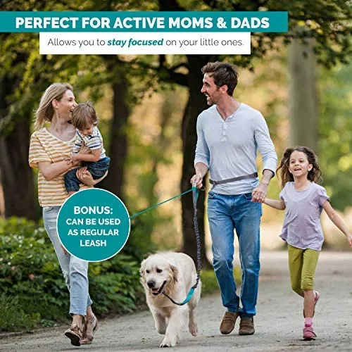 Tuff Mutt, Correa para perros, manos libres, para correr, caminar, senderismo, correa con mango doble durable, costura reflectante, 4 pies de largo, cinto ajustable en la cintura (hasta 42 pulgadas de cintura)