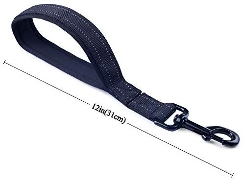 Vivaglory Correa corta para perro con asa acolchada, doble correa de nailon reflectante para mascotas para entrenar, correa para perros de tamaño mediano a grande