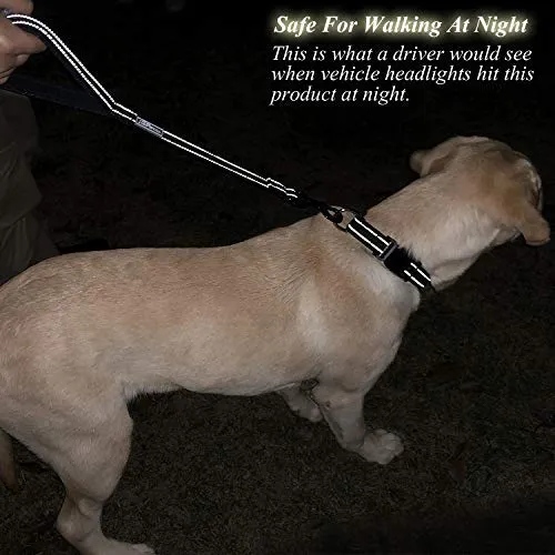 Vivaglory Correa corta para perro con asa acolchada, doble correa de nailon reflectante para mascotas para entrenar, correa para perros de tamaño mediano a grande