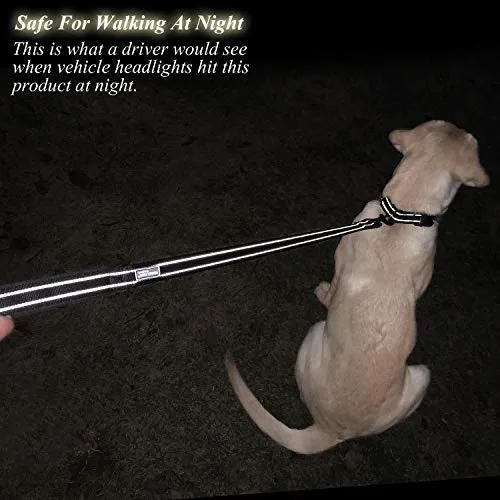 Vivaglory Correa corta para perro con asa acolchada, doble correa de nailon reflectante para mascotas para entrenar, correa para perros de tamaño mediano a grande