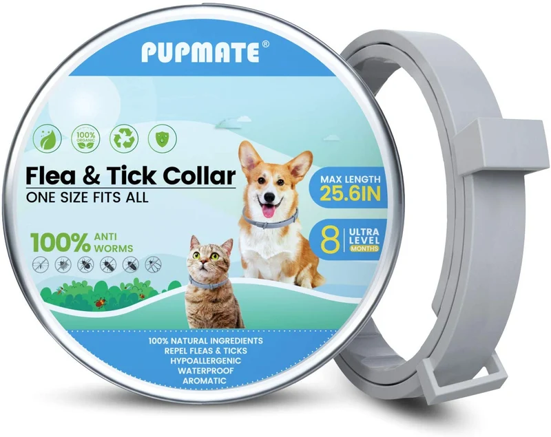 PUPMATE Collar para perros, 8 meses de prevención, impermeable, 100% ingredientes naturales
