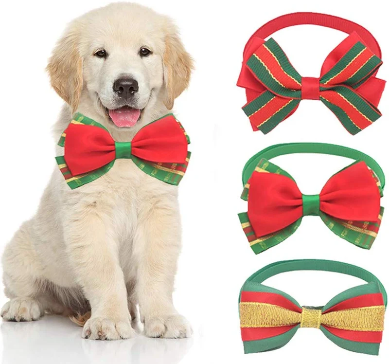 ZTON para cachorro pequeño, Navidad, hecho a mano, ajustable, formal, corbata de cuello para perros y gatos