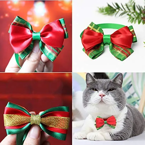 ZTON para cachorro pequeño, Navidad, hecho a mano, ajustable, formal, corbata de cuello para perros y gatos