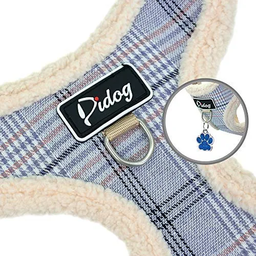 Didog Juego de arnés y correa para perro suave/acogedor, con bonitas bolsas, arnés de malla transpirable a prueba de fugas, clásico a cuadros/espalda abierta, para perros pequeños, gatos