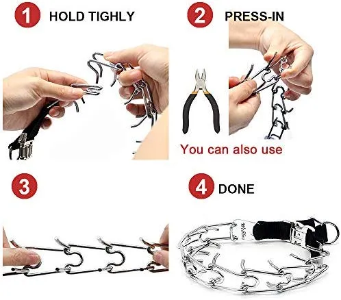 Wellbro collar de entrenamiento con dientes de metal para perros grandes y medianos (Pit Bull, pastor alemán), con hebilla a presión de liberación rápida y puntas de hule, plateado y regulable