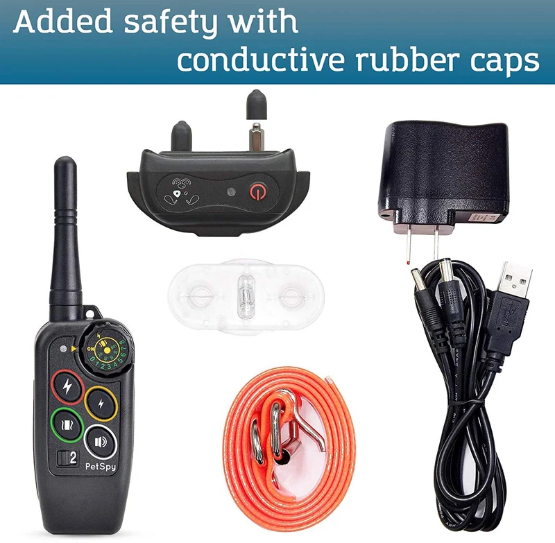 PetSpy Collar de choque Premium para entrenamiento de perros, con vibración, choque y pitido, recargable e impermeable, E-collar, El mejor entrenador a distancia