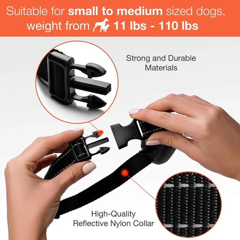 DogRook Collar de corteza – Humane, sin choque – Modos de vibración y cuidado del sonido – Smart ajustable para perros pequeños, medianos y grandes razas – No dañan disuasión reflectante vibrador collar