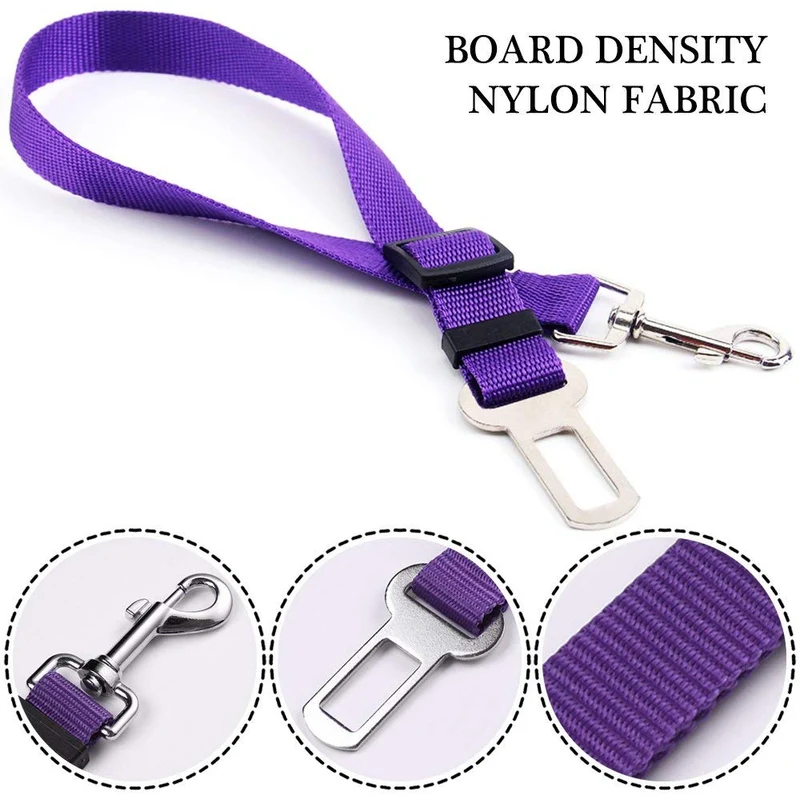 YuCool - Cinturón de seguridad ajustable para mascotas y gatos, 4 unidades, para coche, arnés de coche, tela de nailon, color negro, azul, rojo, morado