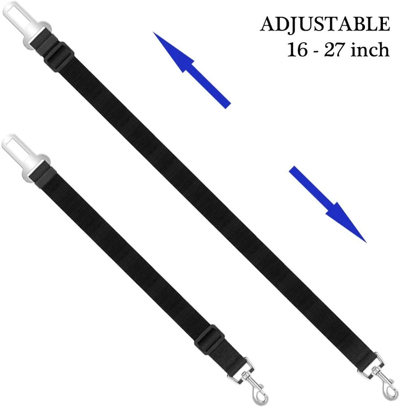 YuCool - Cinturón de seguridad ajustable para mascotas y gatos, 4 unidades, para coche, arnés de coche, tela de nailon, color negro, azul, rojo, morado