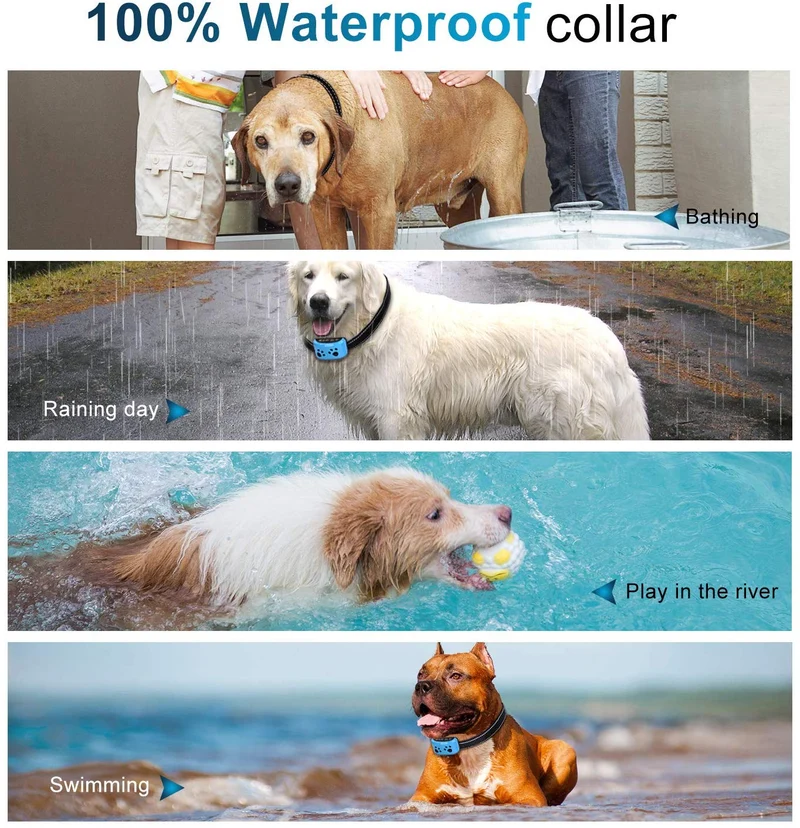 TOTIE Collar de corteza para perro – 7 niveles de sensibilidad e intensidad ajustables, modos de resistencia duales, recargable, resistente a la lluvia, reflectante, sin control de ladridos para perros pequeños, medianos y grandes., s, Azul