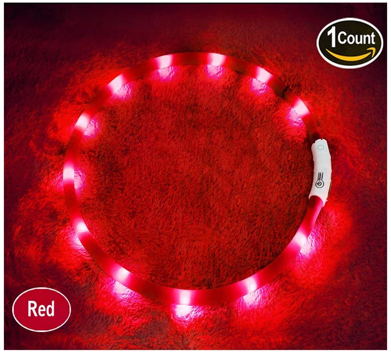 Collar LED para perro, recargable por USB, collar brillante para perro, cuello iluminado, mejora la seguridad y visibilidad de la mascota en la noche, 3 modos intermitentes, resistente al agua, collar iluminado para perros pequeños y medianos grandes