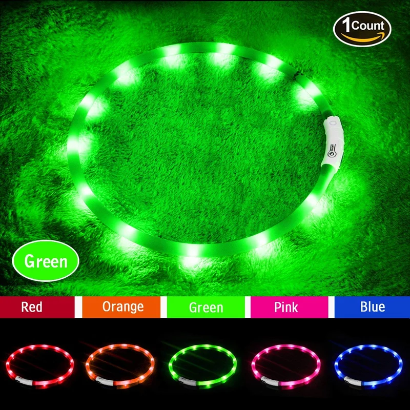 Collar LED para perro, recargable por USB, collar brillante para perro, cuello iluminado, mejora la seguridad y visibilidad de la mascota en la noche, 3 modos intermitentes, resistente al agua, collar iluminado para perros pequeños y medianos grandes