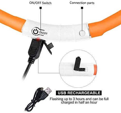 Collar LED para perro, recargable por USB, collar brillante para perro, cuello iluminado, mejora la seguridad y visibilidad de la mascota en la noche, 3 modos intermitentes, resistente al agua, collar iluminado para perros pequeños y medianos grandes