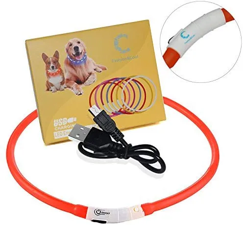 Collar LED para perro, recargable por USB, collar brillante para perro, cuello iluminado, mejora la seguridad y visibilidad de la mascota en la noche, 3 modos intermitentes, resistente al agua, collar iluminado para perros pequeños y medianos grandes