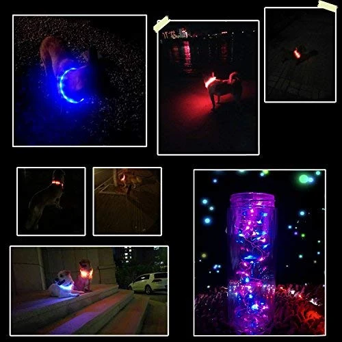Collar LED para perro, recargable por USB, collar brillante para perro, cuello iluminado, mejora la seguridad y visibilidad de la mascota en la noche, 3 modos intermitentes, resistente al agua, collar iluminado para perros pequeños y medianos grandes