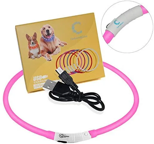 Collar LED para perro, recargable por USB, collar brillante para perro, cuello iluminado, mejora la seguridad y visibilidad de la mascota en la noche, 3 modos intermitentes, resistente al agua, collar iluminado para perros pequeños y medianos grandes
