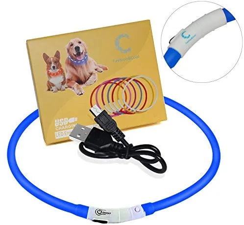 Collar LED para perro, recargable por USB, collar brillante para perro, cuello iluminado, mejora la seguridad y visibilidad de la mascota en la noche, 3 modos intermitentes, resistente al agua, collar iluminado para perros pequeños y medianos grandes