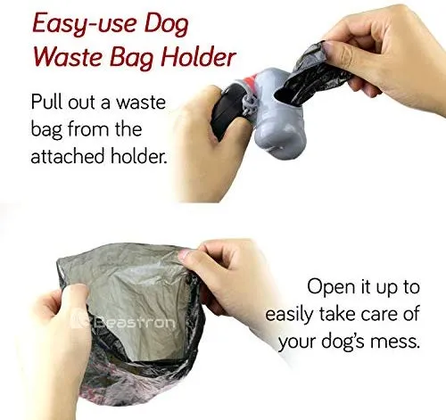Beastron - Correa retráctil para perro, de nailon extralargo, de 16 pies, para perros medianos a grandes, hasta 110 libras, con un botón de cierre y rotura, bolsa de residuos y dispensador incluidos