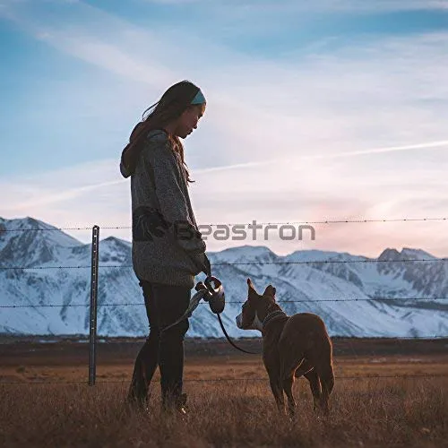 Beastron - Correa retráctil para perro, de nailon extralargo, de 16 pies, para perros medianos a grandes, hasta 110 libras, con un botón de cierre y rotura, bolsa de residuos y dispensador incluidos
